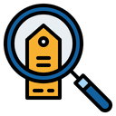 Une étiquette à travers une loupe